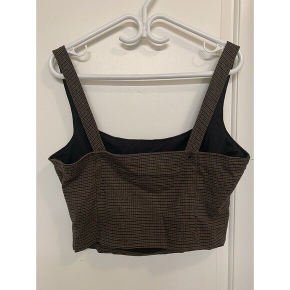 Abercrombie & Fitch Brown Plaid Tank Top Crop Top Large - Picture 2 of 9